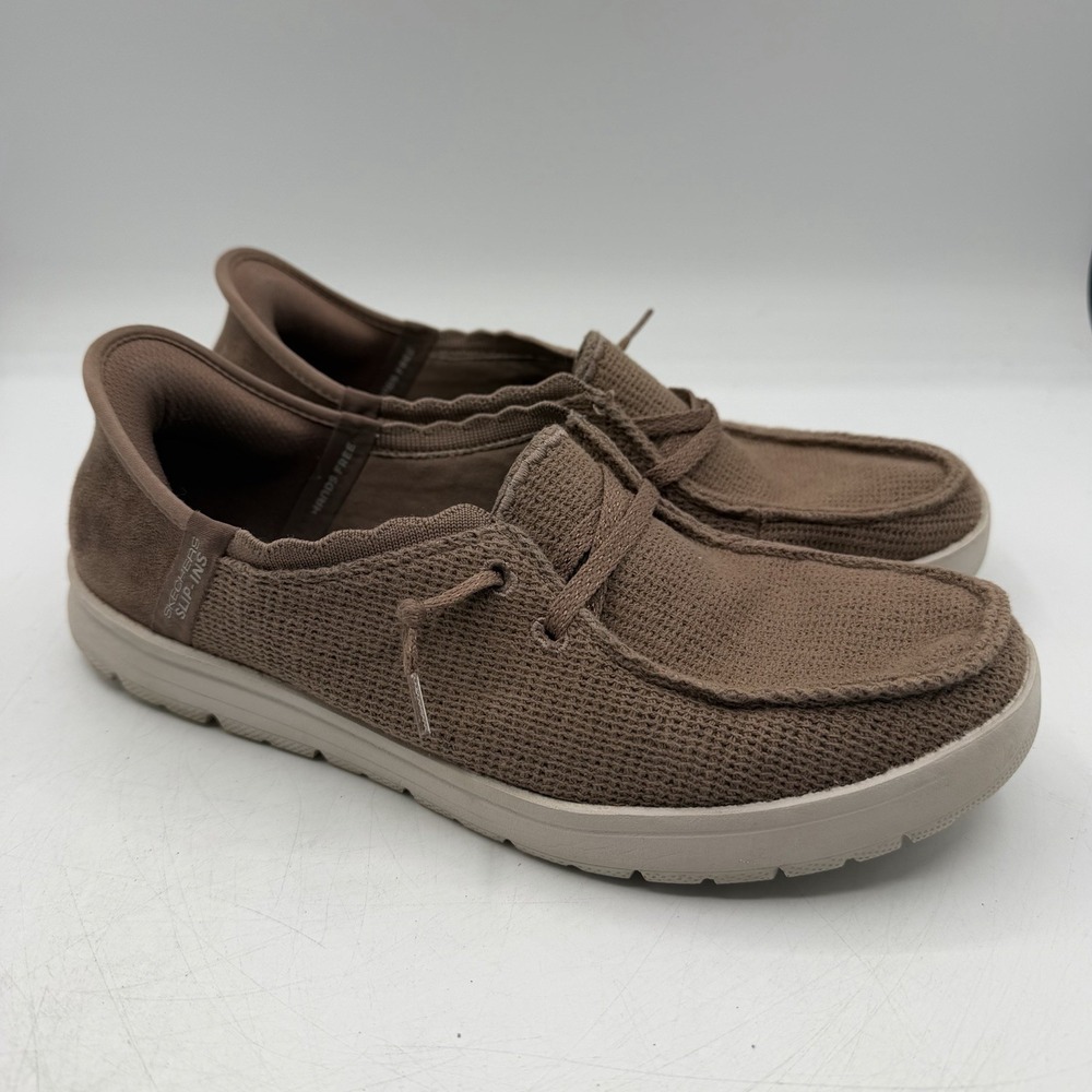Skechers Slip Ins Shoes Womens Sz 8 Mocha Brown Hands Free Memory Foam 158877
